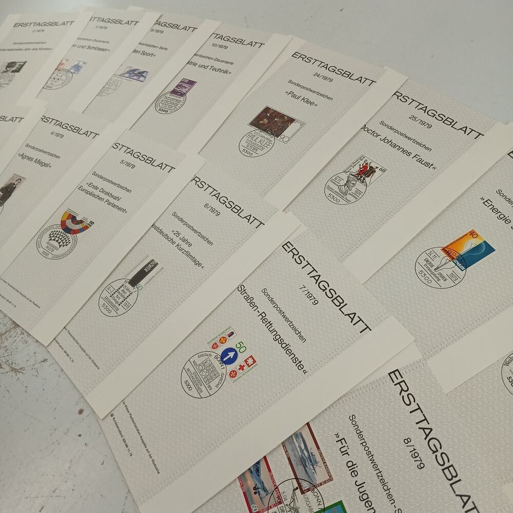 Lot of 27 Vintage 1979 German Ersttagsblatt First Day Covers Bonn Stamp Sheets